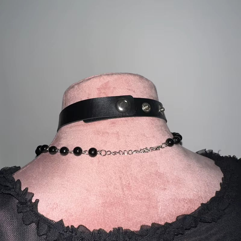 Gothic Jewelry Leather Devil Doll Head Pendant Necklace Women Accessories Punk Charm Halloween Choker Korean Fashion Necklace