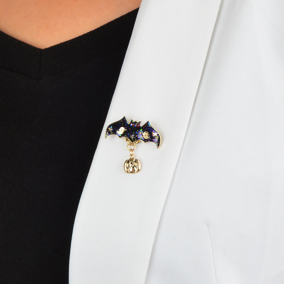 Gothic Punk Halloween Accessories Ghost Star Black Bat Pumpkin Brooch Pin Badge