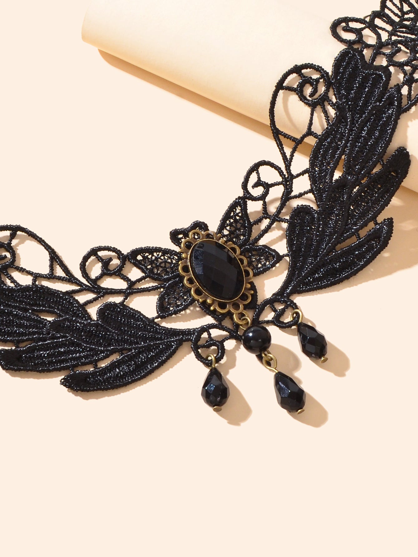 Black Hollow Collar Gothic Leaf Tattoo Lace Choker Costume Party Vintage Jewelry