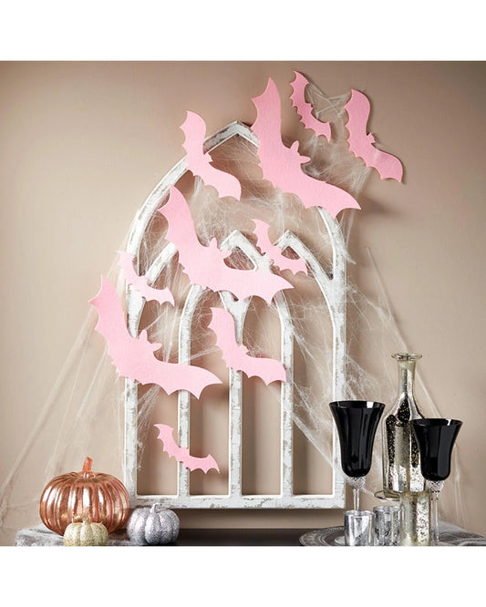 Pink Bats Wall Décor - 3D Art for Halloween Decoration - Set of 10