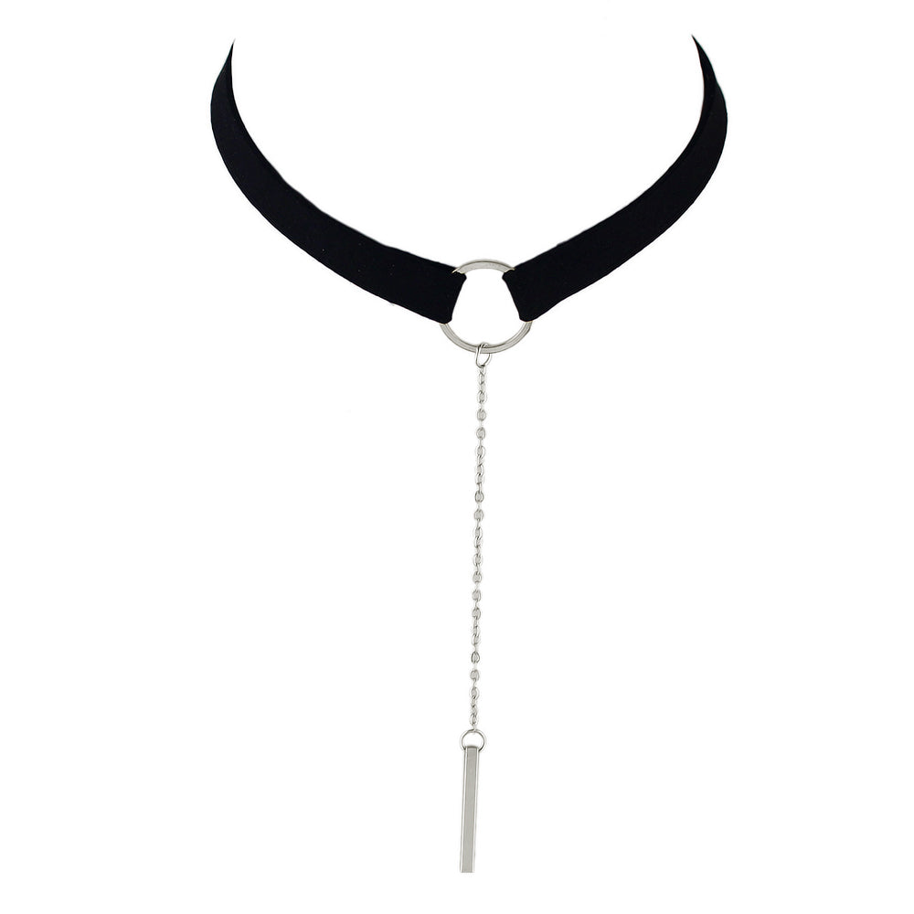 Gothic Punk 90s Black Leather Choker Bar Tattoo Choker Necklace Grunge Collar