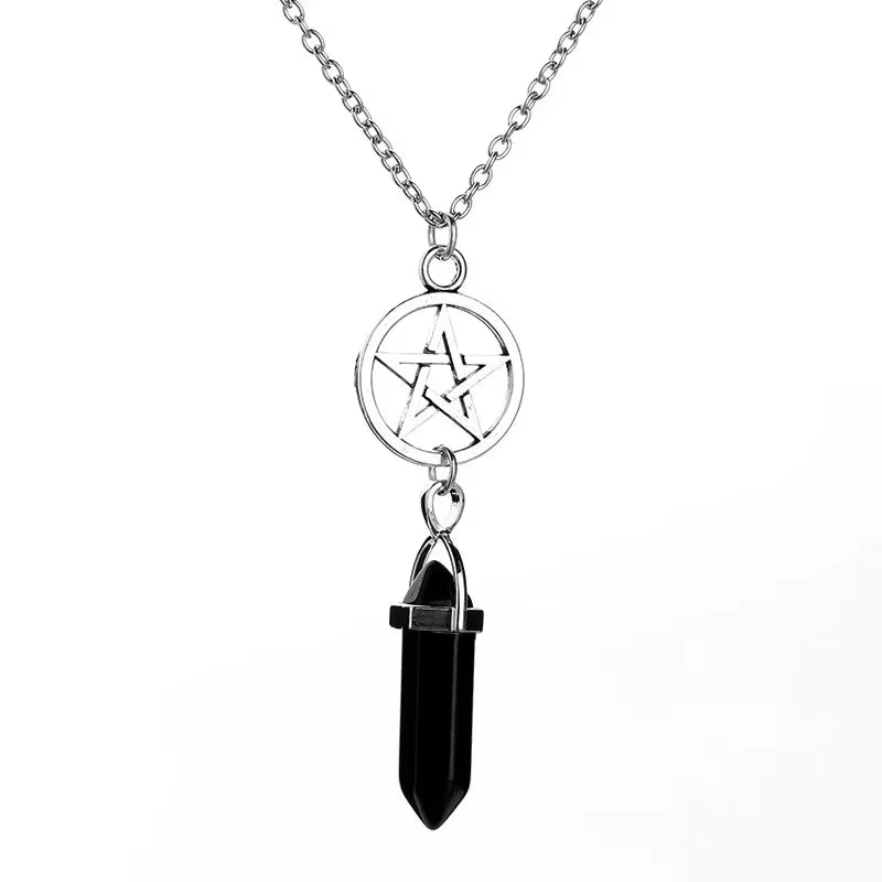Natural Stone Reiki Chakra Protection Pendant Necklace Wicca Witchy Witch Pagan Esoteric Divination Gothic Women Jewelry Gift