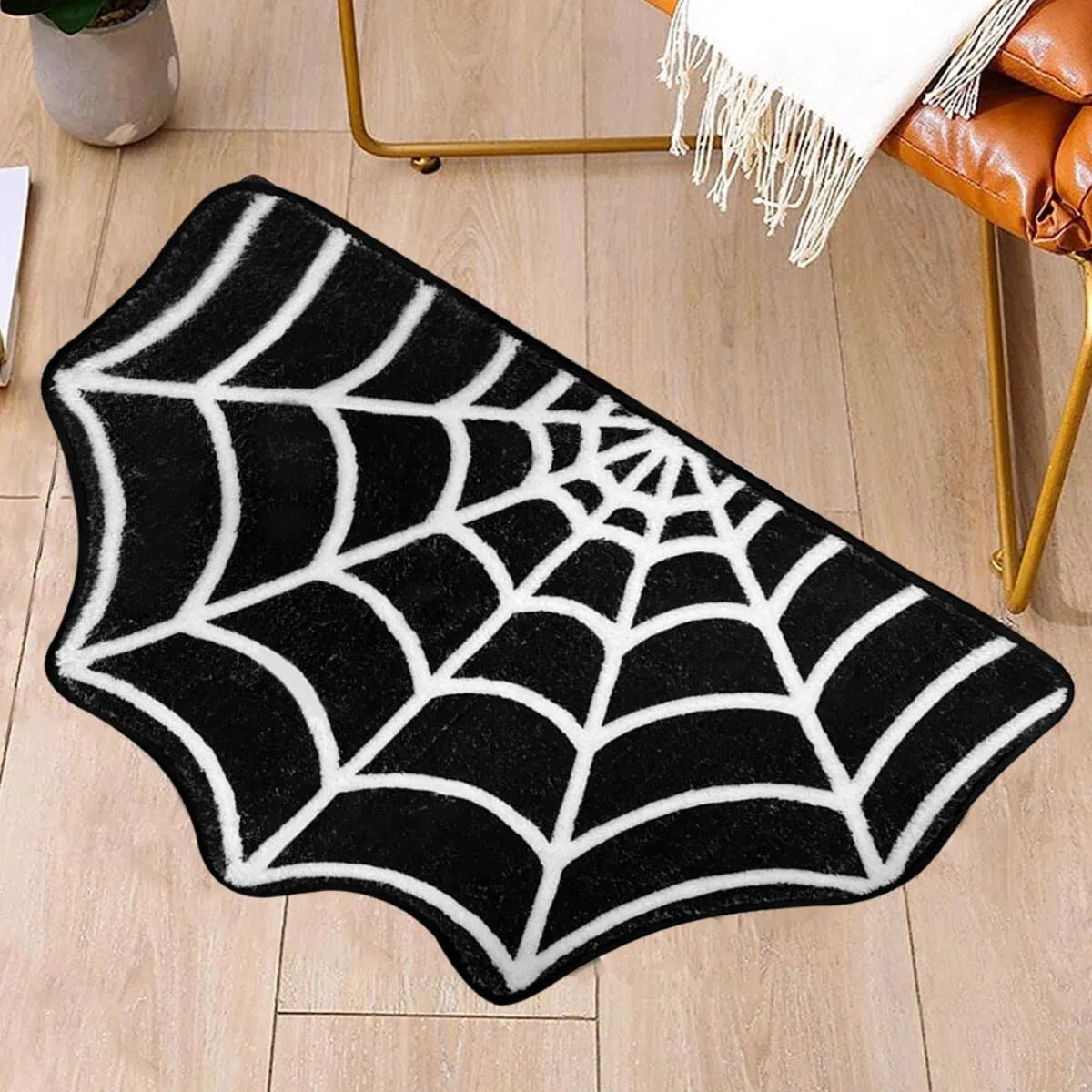 Spider Web Bath Mat 19.7 X 31.5 in Large Spider Web Rugs for Bedroom Gothic Home Decor Witchy Horror Goth Room Rugs Machine Washable Non-Slip Area Rugs for Front Door Kitchen