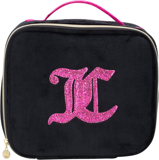 Black Hot Pink Makeup Bag Cosmetics Organizer Travel Essentials Compartmentalized Glitter