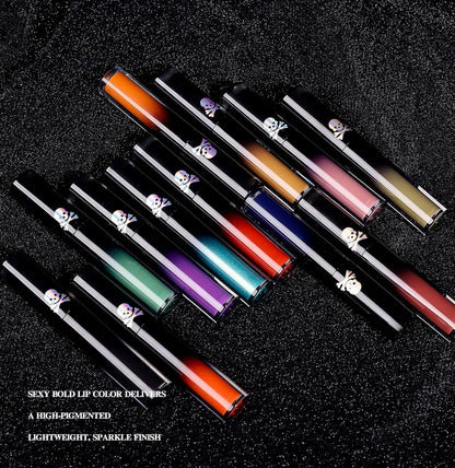 Lip Gloss Gothic Style Lipstick Matte Color Lip Glaze Non-Stick Cup Lip Tint Long Lasting High Pigment Lip Stain Non-Smudge Non Fade Lip Glaze for Daily Halloween Festival Lip Makeup (12#)
