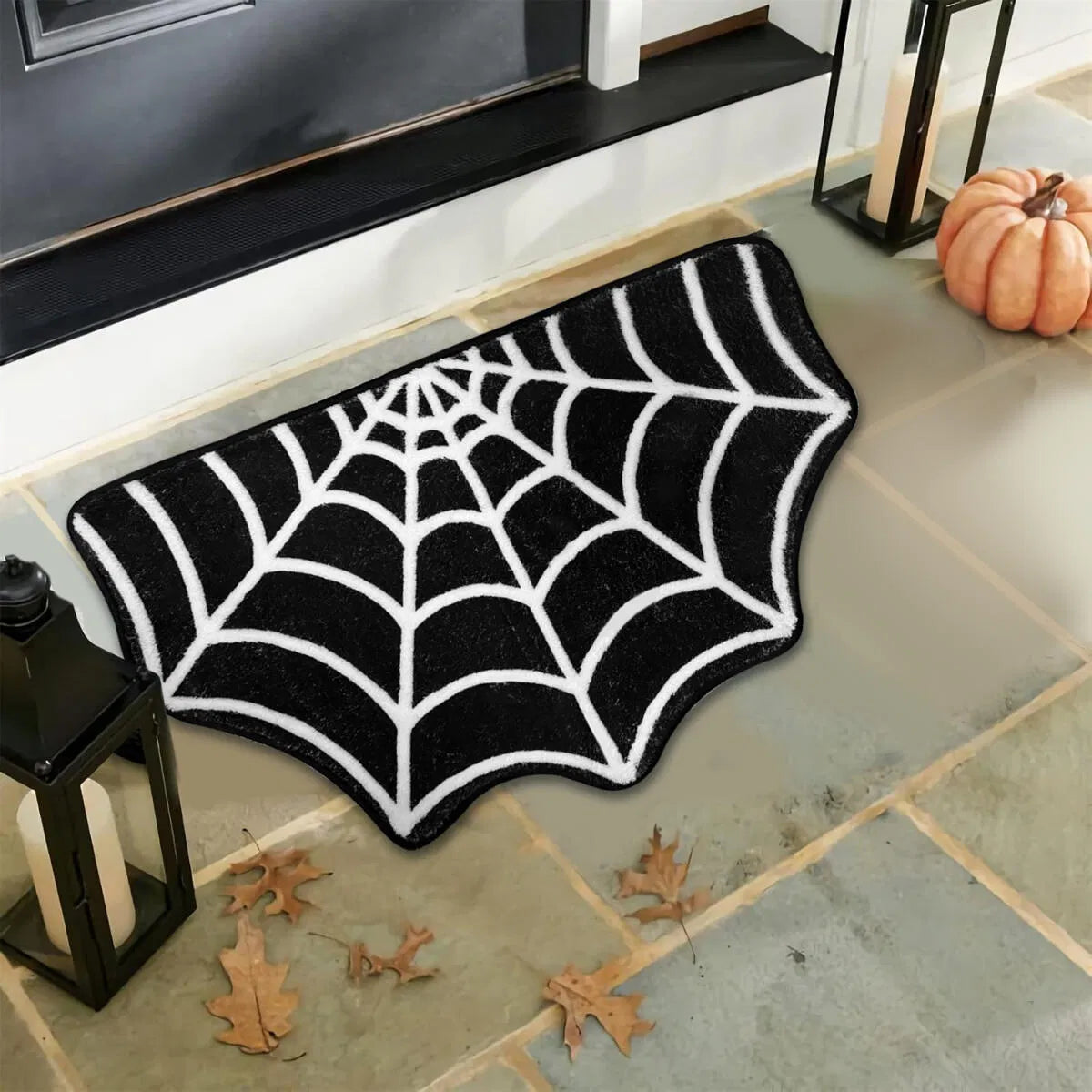 Spider Web Bath Mat 19.7 X 31.5 in Large Spider Web Rugs for Bedroom Gothic Home Decor Witchy Horror Goth Room Rugs Machine Washable Non-Slip Area Rugs for Front Door Kitchen