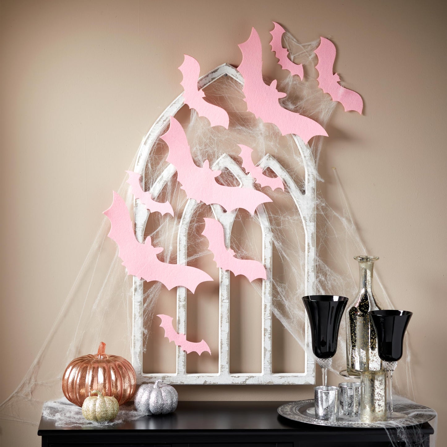 Pink Bats Wall Décor - 3D Art for Halloween Decoration - Set of 10