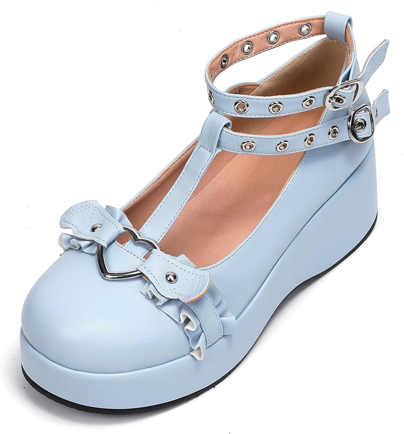 Mary Jane Shoes Women Goth Platform Heels Chunky Heel Pumps with Ankle Strap Wedge Heels for Women