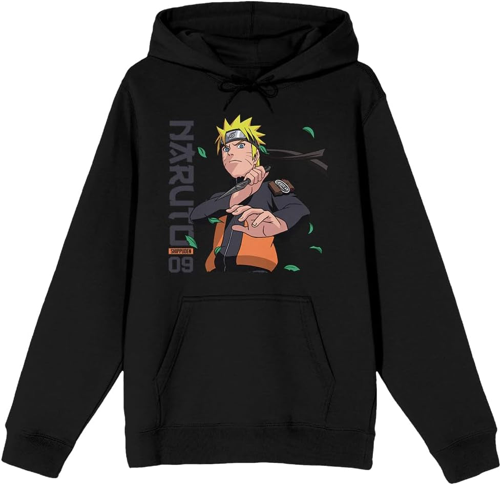 Naruto Anime Cartoon Mens Graphic Print Black Hoodie
