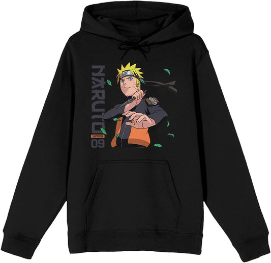 Naruto Anime Cartoon Mens Graphic Print Black Hoodie