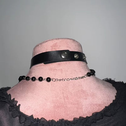 Gothic Jewelry Leather Devil Doll Head Pendant Necklace Women Accessories Punk Charm Halloween Choker Korean Fashion Necklace