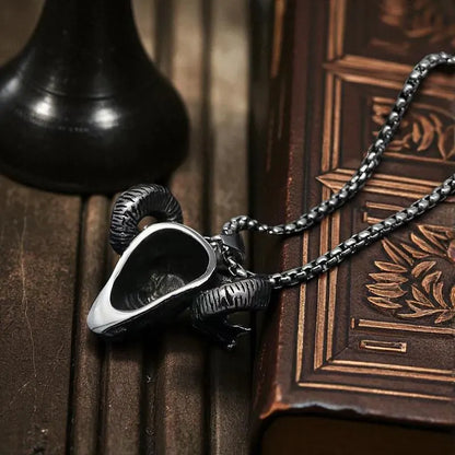 Gothic Devil Eye Sheep Head Necklace | Men'S Trendy Retro Punk Jewelry | Biker Satanic Pendant | Unique Statement Accessory