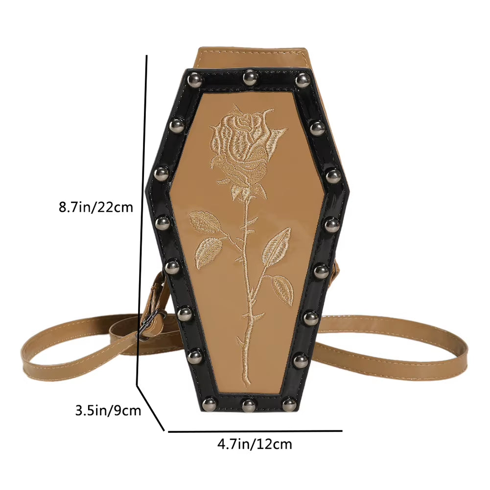 Women Gothic Crossbody Bag Coffin Shoulder Bag Purse Cartoon Spider Coffin Bag Y2K Messenger Phone Bag Halloween Sling Purse
