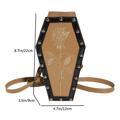 Women Gothic Crossbody Bag Coffin Shoulder Bag Purse Cartoon Spider Coffin Bag Y2K Messenger Phone Bag Halloween Sling Purse