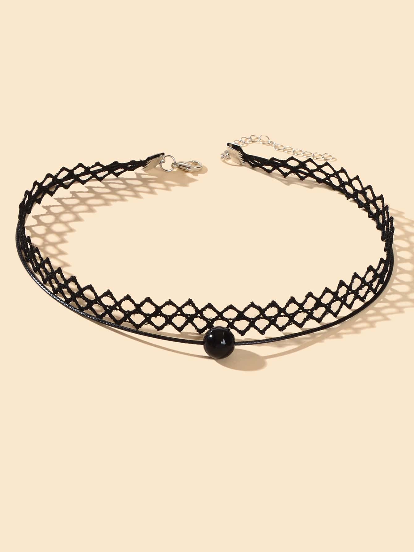 Double Layered Black Lace Short Necklace Elegant Gothic Style Choker