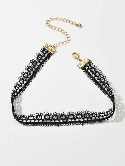 Retro Black Lace Flower Geometric Gothic 90s Tattoo Choker Punk Rock Necklace