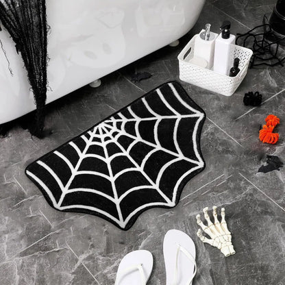 Spider Web Bath Mat 19.7 X 31.5 in Large Spider Web Rugs for Bedroom Gothic Home Decor Witchy Horror Goth Room Rugs Machine Washable Non-Slip Area Rugs for Front Door Kitchen
