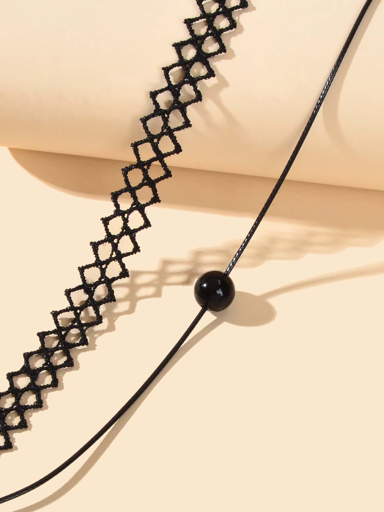 Double Layered Black Lace Short Necklace Elegant Gothic Style Choker