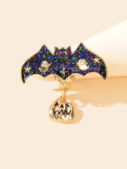 Gothic Punk Halloween Accessories Ghost Star Black Bat Pumpkin Brooch Pin Badge