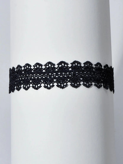 Black Lace Flower Pattern Short Gothic 90s Tattoo Choker Retro Necklace Collar