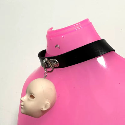 Gothic Jewelry Leather Devil Doll Head Pendant Necklace Women Accessories Punk Charm Halloween Choker Korean Fashion Necklace