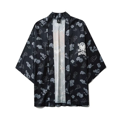 Traditional Japanese Samurai Cat Kimonos Cardigan Robe Men 2021 Summer Women Yukata Haori Casual Cosplay Anime Clothing