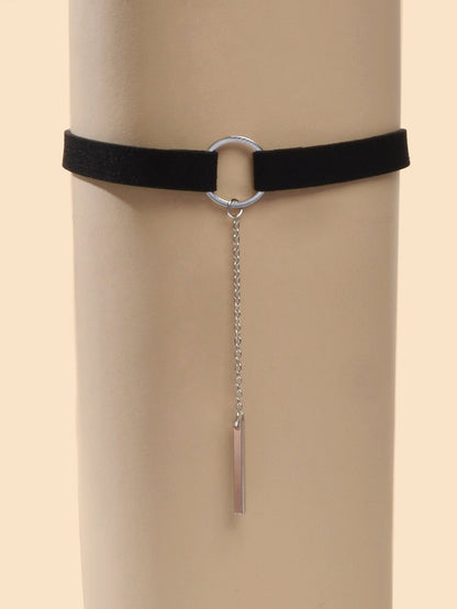 Gothic Punk 90s Black Leather Choker Bar Tattoo Choker Necklace Grunge Collar