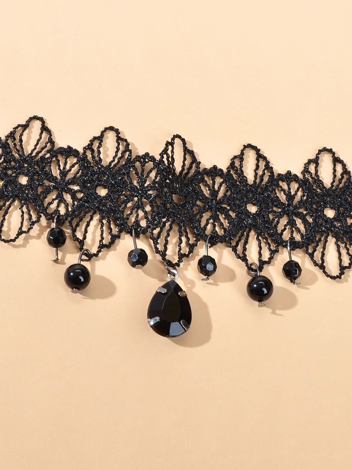 Black Lace Flower Water Drop Gothic 90s Tattoo Choker Necklace Halloween Jewelry