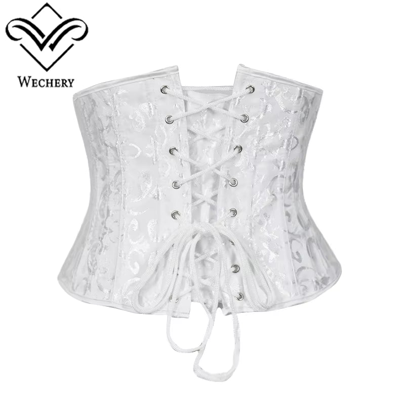 Underbust White Black Corset Woman Belt plus Size Top Short Steel Boned Girdles Slimming Waist Shapers Gothic Clothing Bodice