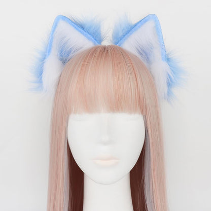 JUNBOON Faux Fur Cat Ears and Wolf Fox Tail Set Adult Kids Claw Glove Kit for Halloween Anime Cosplay Party