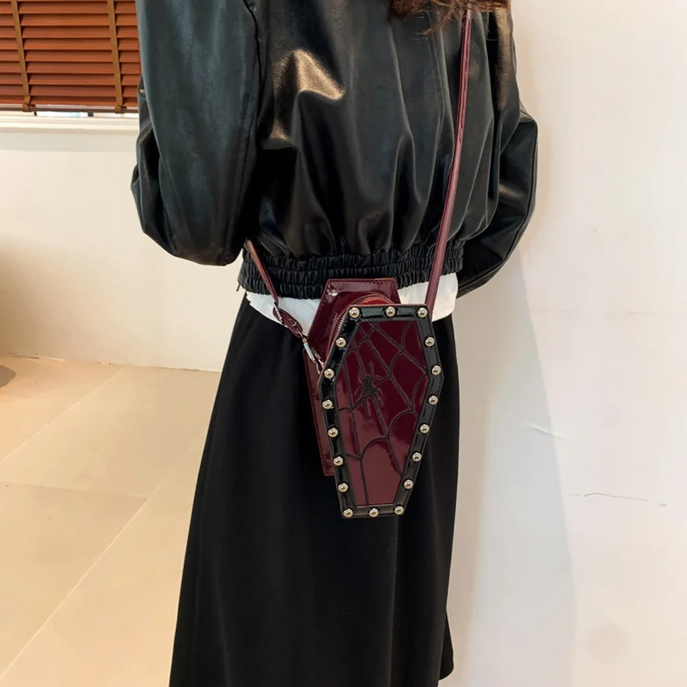 Women Coffin Satchel Bag Cartoon PU Leather Halloween Sling Purse (Style 5)