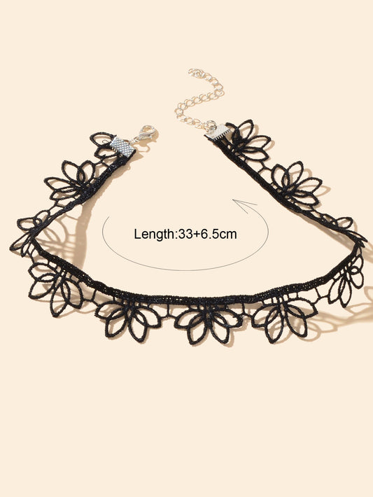 Hollow Flower Lace Choker Necklace Vintage Tattoo Gothic Lolita Clavicle Collar