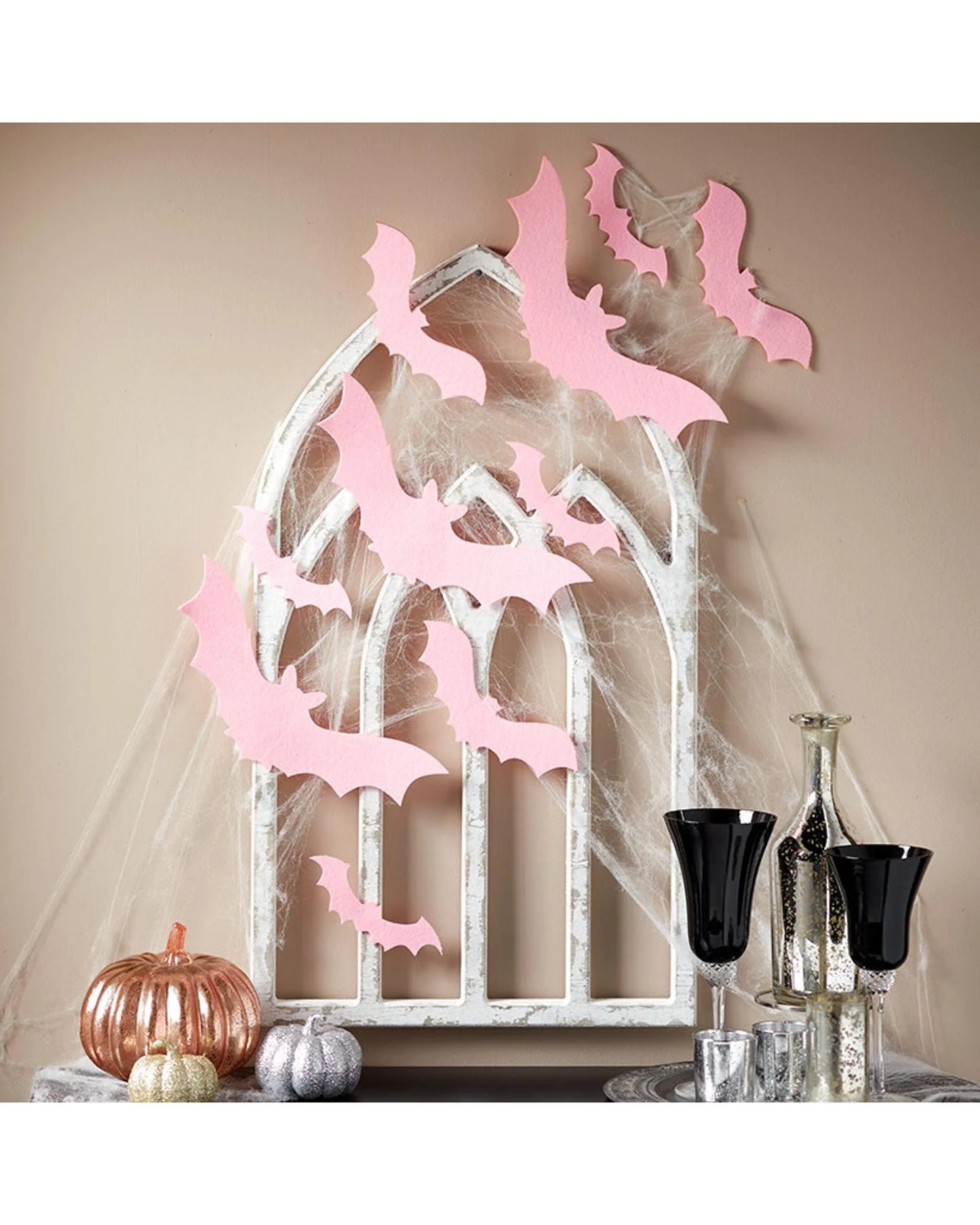 Pink Bats Wall Décor - 3D Art for Halloween Decoration - Set of 10