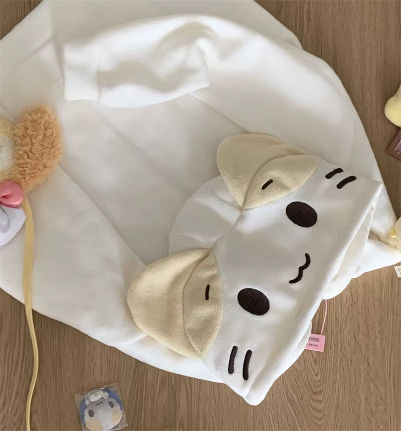 Masyumaro Fluffy Fuwa Nyanko Cat Zip up Hoodies Fleece Outerwears Tops Anime Cute Kawaii Winter Cloth Teen Girl Women Clothing