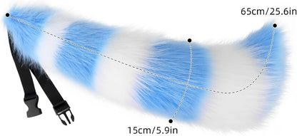 JUNBOON Faux Fur Cat Ears and Wolf Fox Tail Set Adult Kids Claw Glove Kit for Halloween Anime Cosplay Party