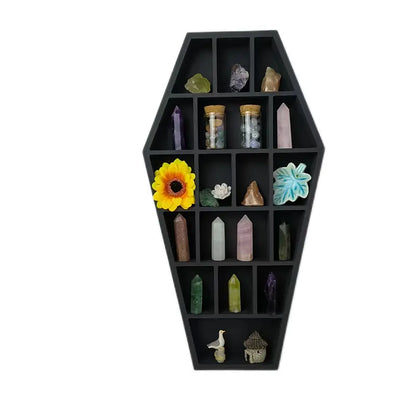NNETM Gothic Coffin Shaped Wooden Wall Shelf - Hexagonal
