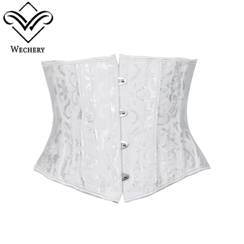 Underbust White Black Corset Woman Belt plus Size Top Short Steel Boned Girdles Slimming Waist Shapers Gothic Clothing Bodice