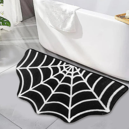 Spider Web Bath Mat 19.7 X 31.5 in Large Spider Web Rugs for Bedroom Gothic Home Decor Witchy Horror Goth Room Rugs Machine Washable Non-Slip Area Rugs for Front Door Kitchen