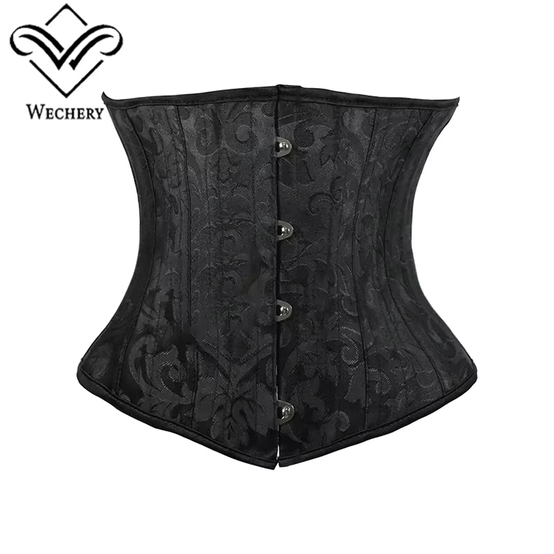 Underbust White Black Corset Woman Belt plus Size Top Short Steel Boned Girdles Slimming Waist Shapers Gothic Clothing Bodice
