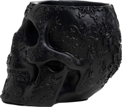 Skull Makeup Brush Holder, Pen Holder, Vanity, Desk, Office Organizer, Stationary, Decor Planter , Candy Bowl , Goth Decorations , Extra Large, Skulls Gothic Skull & Bones Organizer Bathroom (Black)