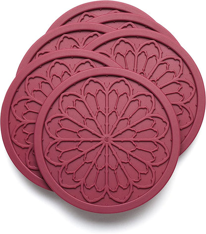 Silicone Coasters for Drinks - 6 Pack 4" Drink Coasters for Aesthetic Room Decor - Goth Accessories for Kitchen Gadgets by  (Purple)