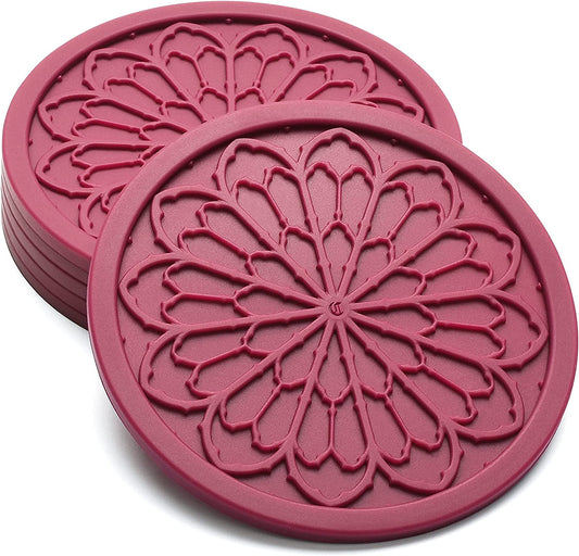 Silicone Coasters for Drinks - 6 Pack 4" Drink Coasters for Aesthetic Room Decor - Goth Accessories for Kitchen Gadgets by  (Purple)