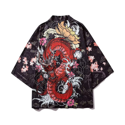 Traditional Japanese Samurai Cat Kimonos Cardigan Robe Men 2021 Summer Women Yukata Haori Casual Cosplay Anime Clothing