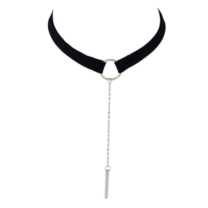 Gothic Punk 90s Black Leather Choker Bar Tattoo Choker Necklace Grunge Collar