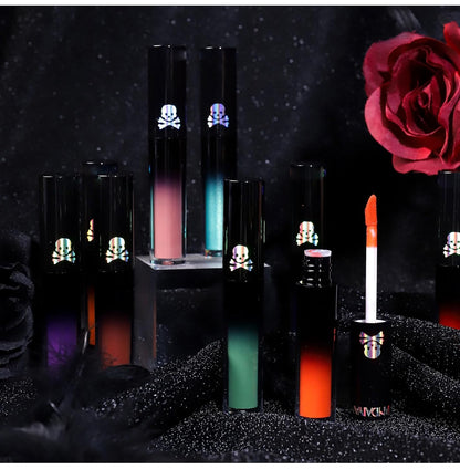 Lip Gloss Gothic Style Lipstick Matte Color Lip Glaze Non-Stick Cup Lip Tint Long Lasting High Pigment Lip Stain Non-Smudge Non Fade Lip Glaze for Daily Halloween Festival Lip Makeup (12#)