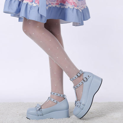 Mary Jane Shoes Women Goth Platform Heels Chunky Heel Pumps with Ankle Strap Wedge Heels for Women