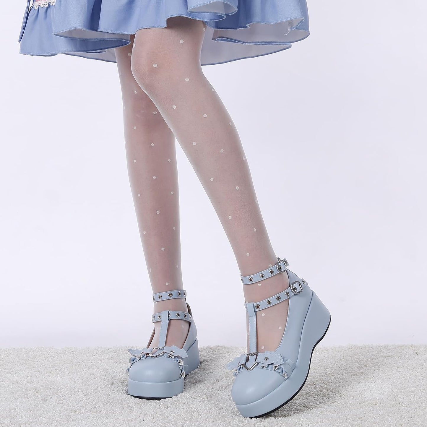 Mary Jane Shoes Women Goth Platform Heels Chunky Heel Pumps with Ankle Strap Wedge Heels for Women