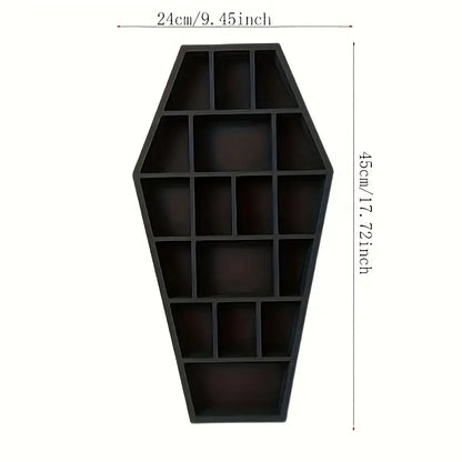 NNETM Gothic Coffin Shaped Wooden Wall Shelf - Hexagonal