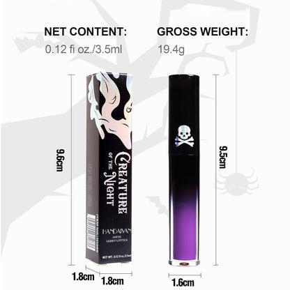 Lip Gloss Gothic Style Lipstick Matte Color Lip Glaze Non-Stick Cup Lip Tint Long Lasting High Pigment Lip Stain Non-Smudge Non Fade Lip Glaze for Daily Halloween Festival Lip Makeup (12#)