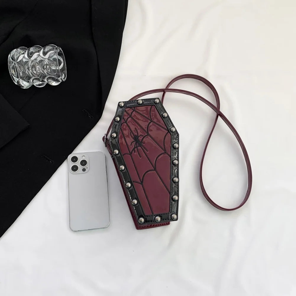 Women Coffin Satchel Bag Cartoon PU Leather Halloween Sling Purse (Style 5)